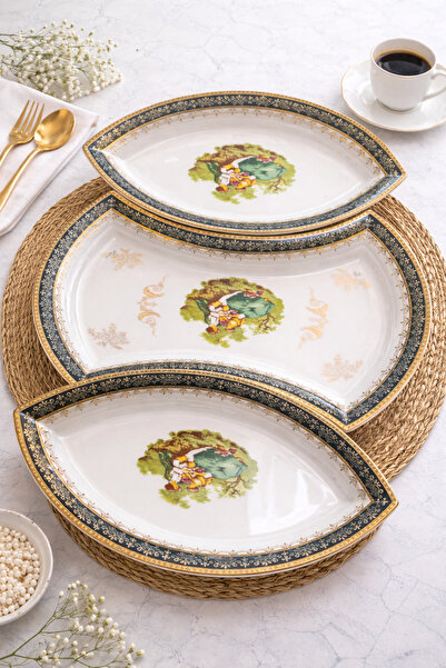 Pardis Chine Vintage Gold Detailed Oval Serving Plate Set of 3 |   Porcelain ...