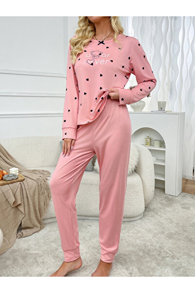 Take Two By Styli Love-Heart Graphic Printed T-Shirt and Pyjama Set