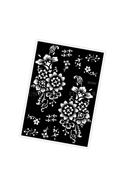 Choice23 استنسل قابل لإعادة الاستخدام S3490 لتصميم زهرة الحناء، قالب وشم للنس...