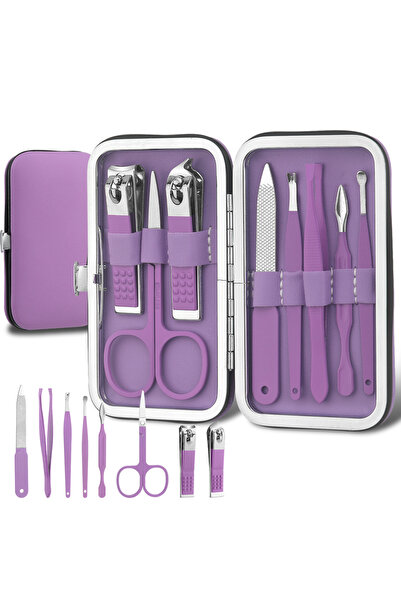Choice1 مجموعة أدوات تجميل محمولة مكونة من 8 قطع، تتضمن مقص أظافر بنفسجي اللو...