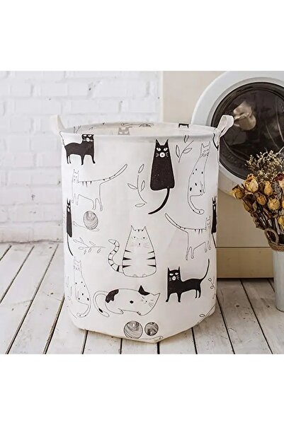 Thirty Three Design Foldable storage basket, 100% Cotton, with handles, cylin...