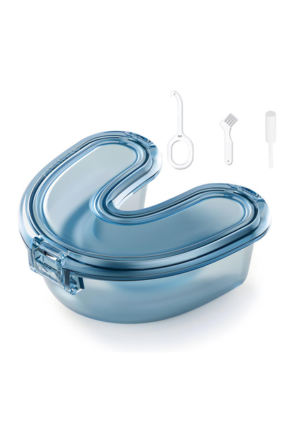 Choice1 حافظة سفر زرقاء لحفظ طقم الأسنان على شكل حرف U، حافظة مانعة للتسرب لج...