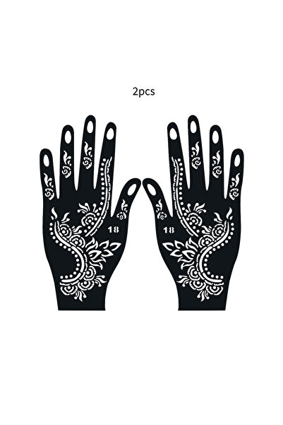 choice2 XBM-18 قطعتان/مجموعة قوالب وشم الحناء قابلة لإعادة الاستخدام، قالب وش...