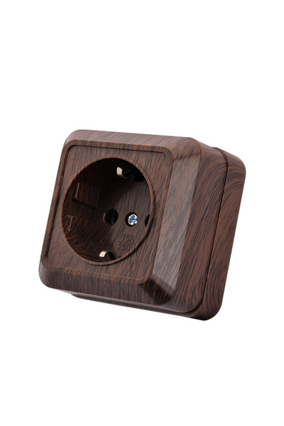 Choice3 مقبس واحد مع مفتاح إضاءة خشبي أرضي، بلاستيك مقاوم للاشتعال، سطح جداري...