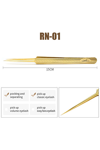 Choice6 ملقط رموش ذهبي احترافي بالجملة RN-01، ملقط رموش صناعية كثيفة، ملقط من...