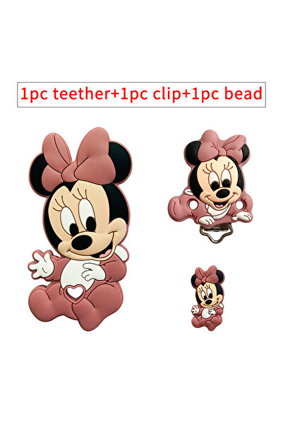 Choice20 3 قطع/مجموعة مشابك عضاضة سيليكون بتصميم بامبي برينسيس، خرز، مشابك سل...