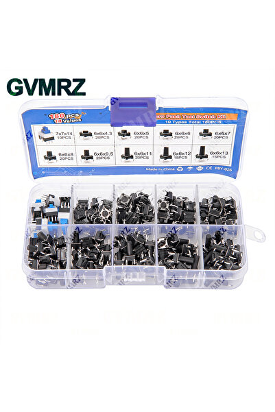 Choice1 مجموعة مفاتيح ضغط صغيرة 6x6 مم، 180 قطعة، 100/180/200 قطعة، أزرار لمس...