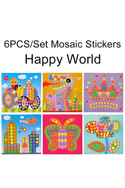 Choice1 6 Happy World 6Sheets/Pack 3D EVA Sticky Mosaics Puzzle Stickers Hand...