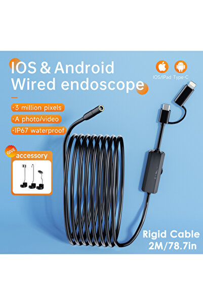 choice2 كاميرا فحص داخلية صلبة بطول 2 متر تعمل بنظام أندرويد، وكاميرا فحص صغي...