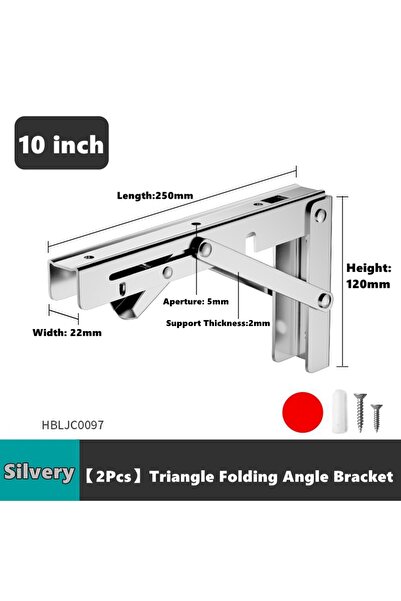 Choice4 Silvery 10 inch 2pcs Folding Shelf Brackets Heavy Duty Stainless Stee...