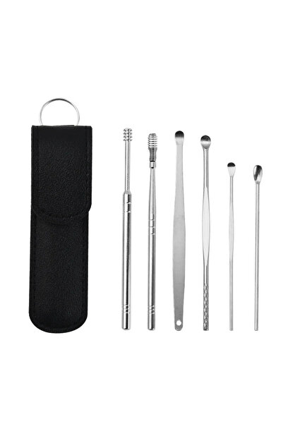 Choice مجموعة أدوات إزالة شمع الأذن من الفولاذ المقاوم للصدأ، 6 قطع، لون أسود...