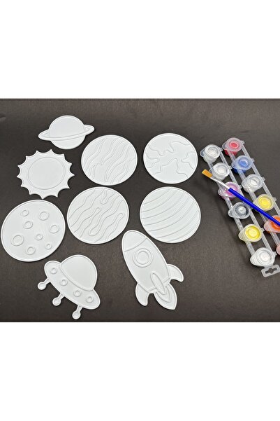 UstaPrint3D Uzay Temalı 9 Lu Kendin Boya Figür Seti Roket, Gezegenler Ufo Çoc...