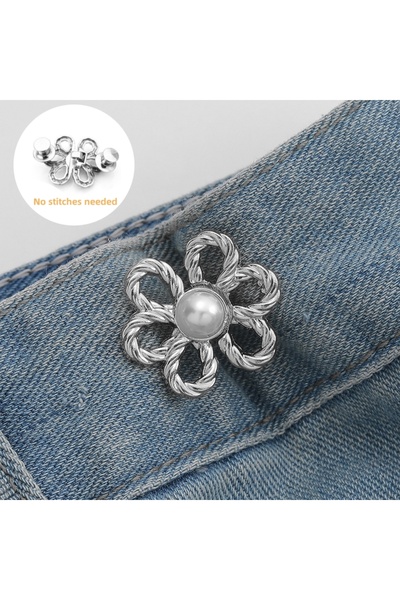 Choice3 2 pairs silvery 2pairs Waist Metal Flower Adjustable Tighten Invisibi...
