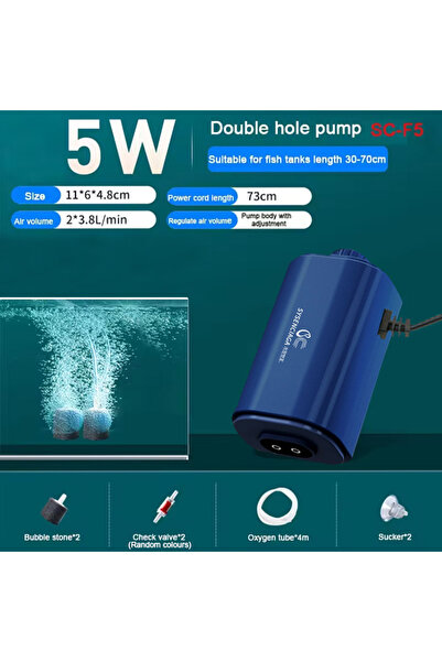 Choice3 مضخة هواء أكسجين صامتة لحوض السمك، 220 فولت، 5 واط، مزدوج ، 3-12 واط،...