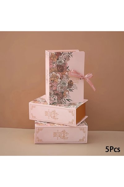 Choice 13x9x4.5cm 5PCS Claret 5Pcs Book Shape Gift Box Ith Ribbon Paperboard ...