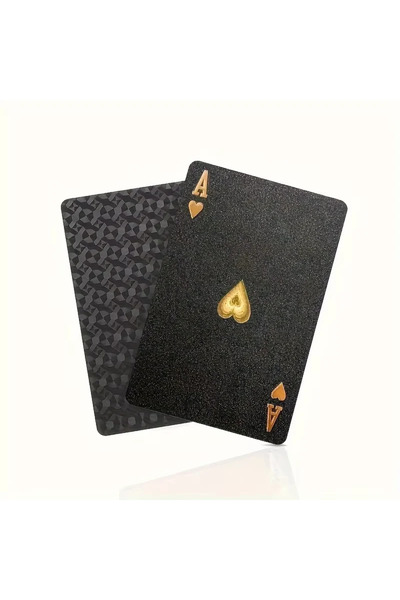 choice2 مجموعة بطاقات لعب البوكر المقاومة للماء باللون الأسود والذهبي، مجموعة...