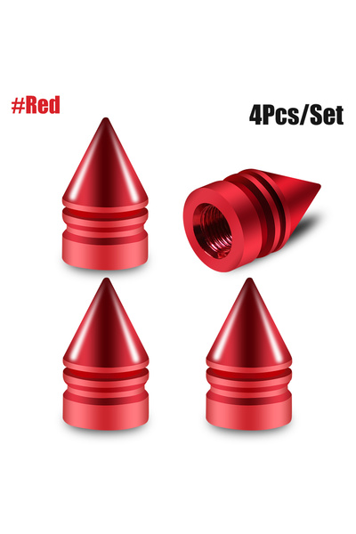 Choice16 C0057-Red 4pcs Car Tire Valve Cap Grenade Aluminum Tyre Valve Stem C...