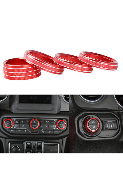 Choice3 غطاء مقبض مكيف هواء المصابيح الأمامية للسيارة، أحمر اللون، مكون من 4 ...