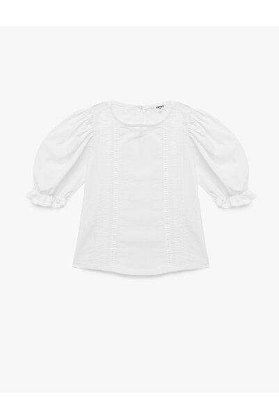 Koton Блуза с балонни ръкави и велосипедна яка от памук и вискоза