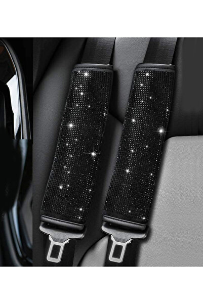 choice2 black 2 Pack Crystal Rhinestone Car Seat Belt Cover Auto Should Paddi...