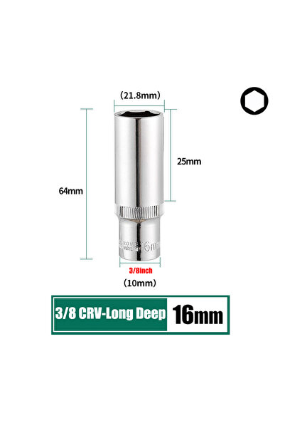 Choice11 مجموعة مفاتيح ربط سداسية طويلة وعميقة من الكروم والفاناديوم، مقاس 16...