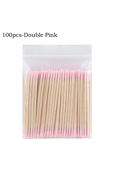 Choice1 Pink B-100 Pcs 100/300/500Pcs Disposable Wood Cotton Swab Double Head...