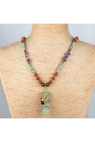 HER ŞEY NOTA www.herseynota.com قلادة بتصميم الحجر الطبيعي من الأفنتورين والأ...