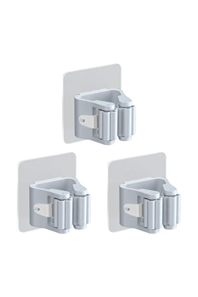 Choice3 حامل ممسحة رمادي اللون مكون من 3 قطع، ذاتي اللصق، يُثبت على الحائط، م...