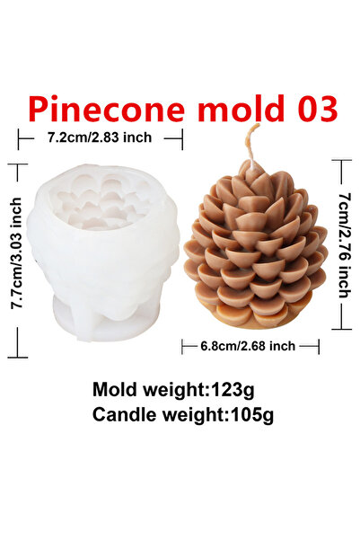 Choice3 قالب مخروط الصنوبر 03 قوالب شموع سيليكون لعيد الميلاد، أشكال مخروط ال...