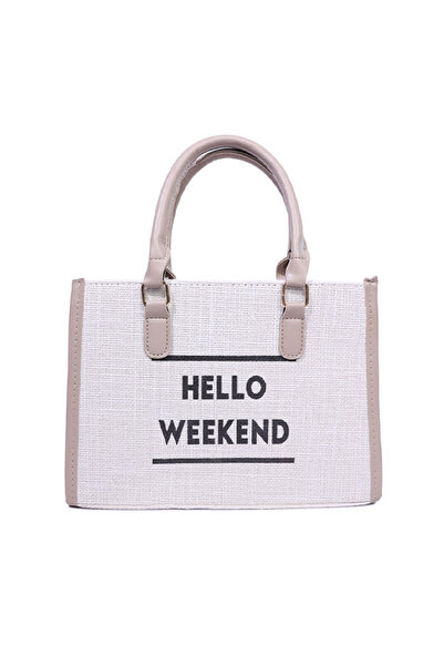 london Rag Women Cream Microfiber Slogan Tote Bag