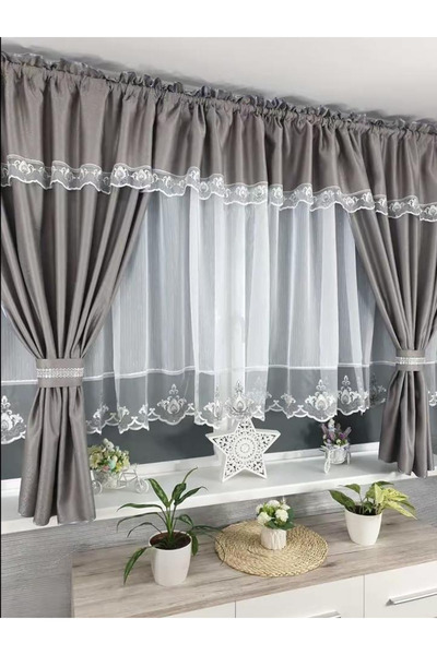 OEM Unique set of curtains + decorative drapes for living room bedroom, WIDTH...