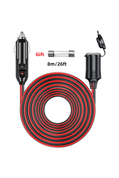 Choice4 كابل تمديد لمنفذ ولاعة السيارة EC-16AWG-26FT مع قابس داخلي لشاحن السيارة