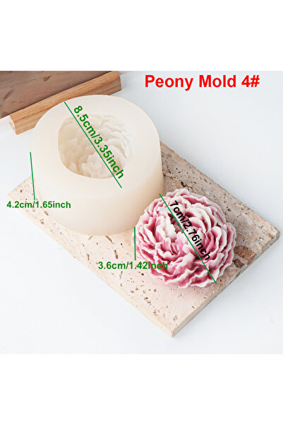 Choice4 قالب زهرة الفاوانيا، 4 قطع كبيرة، قالب سيليكون على شكل زهرة متفتحة، ش...