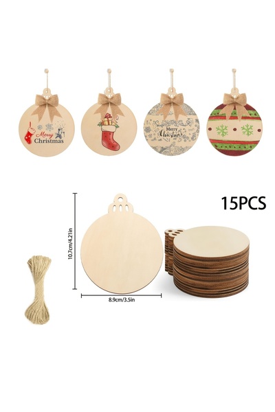 Choice1 15pcs 15/25/50 Pieces 3.5"x4.2" Wooden Christmas Ornaments Unfinished...