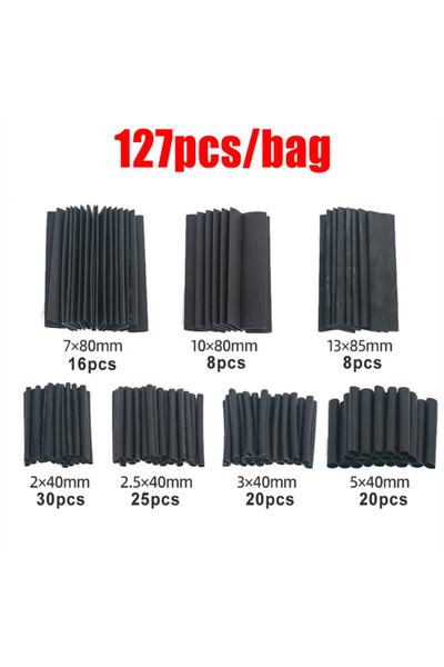 Choice1 مجموعة أنابيب انكماش حراري سوداء متنوعة الأحجام، 127 قطعة، أنابيب مقا...