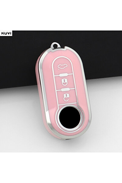 Choice3 غطاء حماية وردي اللون من مادة TPU لمفتاح السيارة، مناسب لسيارات فيات ...
