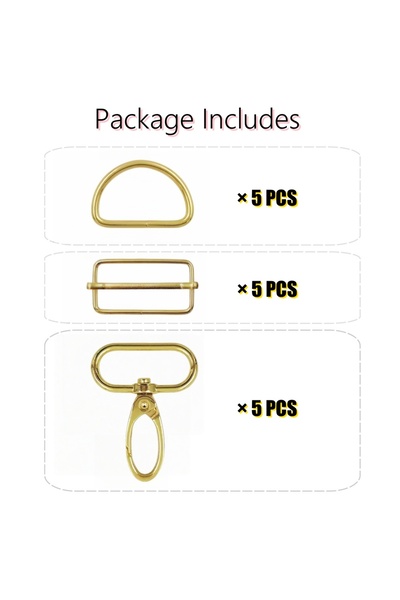 Choice13 طقم مشابك حزام معدنية ذهبية اللون، 15 قطعة، مقاس 25 مم، بألوان متنوع...