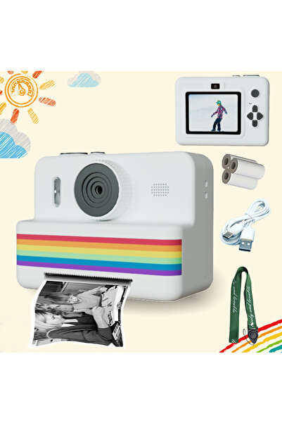 Choice4 كاميرا أطفال بيضاء للطباعة الفورية، شاشة 2.8 بوصة، شحن USB، كاميرا رق...
