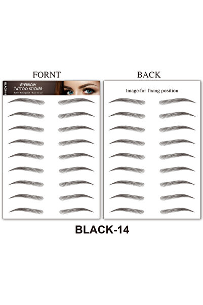 Choice26 ملصق وشم الحواجب الأسود رقم 14، ذو أساس مائي، يشبه الشعر، مقاوم للما...