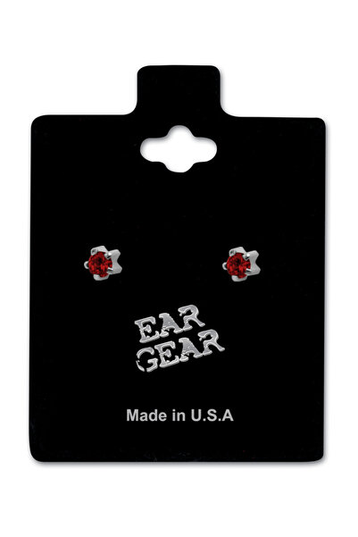 EAR GEAR Surgical Stainless Steel 316L 4mm Garnet Earrings USA