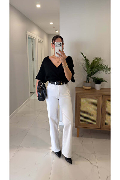BİRCANÇİL Zored White Belted Wide Leg Jeans