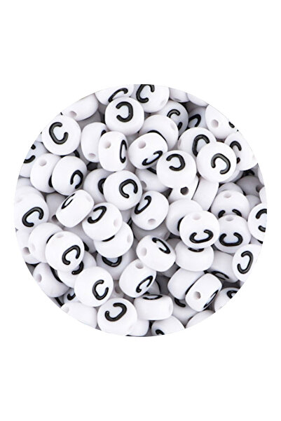 Choice21 50pcs C 50/100/200pcs/Lot 7x4mm White A-Z Round Alphabet Acrylic Let...