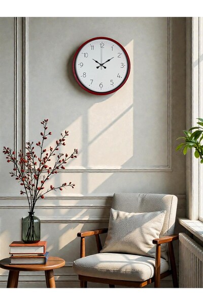 TakÇalıştır ساعة حائط حمراء قياسية مقاس 36 سم