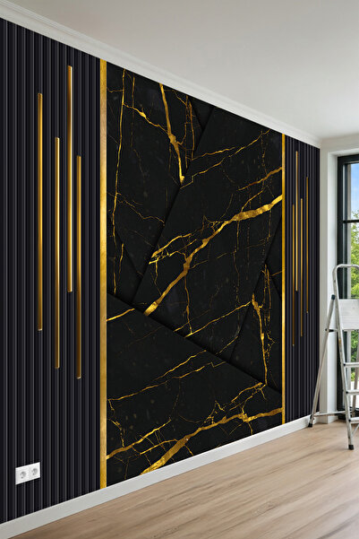 MİRAZAWALL Modern Geometrik Taş Damar Desenli 3D Duvar Kağıdı