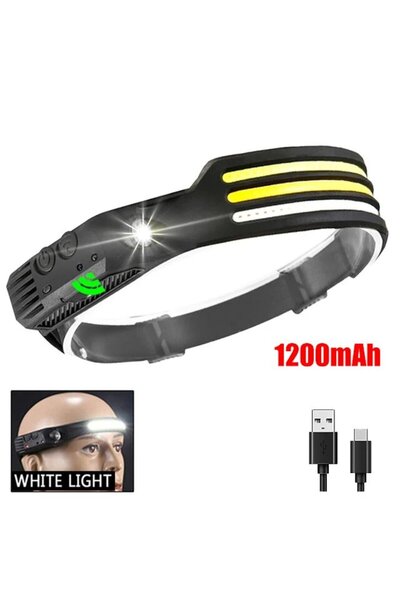 Choice6 3- مصباح أمامي LED COB أبيض 1200 مللي أمبير/ساعة، مصباح أمامي حثي مدم...