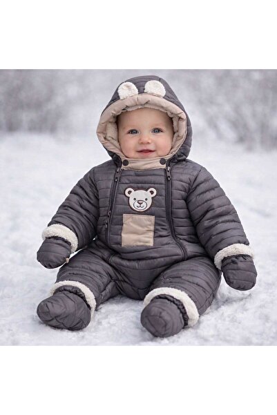 coppa kids Coppa Baby Erkek Bebek Kapüşonlu Kulaklı Şişme Kozmonot Tulum Eldi...