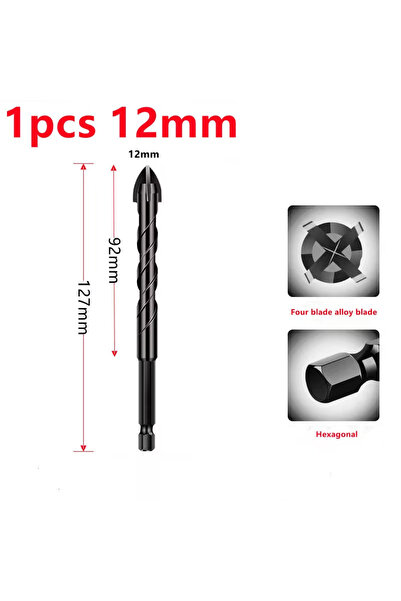 Choice4 مثقاب بلاط سداسي متقاطع 12 مم، متوفر بأحجام 3، 4، 5، 6، 8، و10 مم، من...
