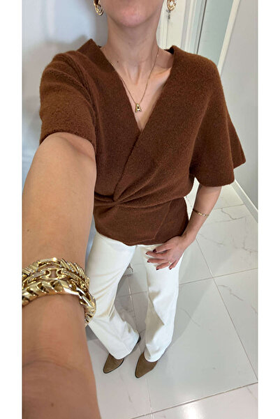 BİRCANÇİL Golle Coffee Bat Sleeve Design Knitwear