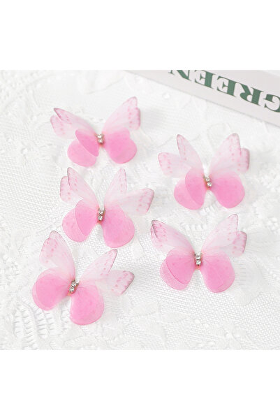 Choice8 50 قطعة من رقعة الفراشة الوردية مزدوج مقاس 5 سم، رقعة فراشة ثلاثية ال...