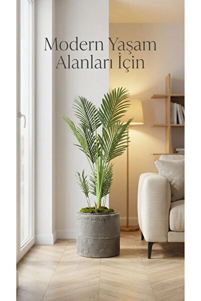 KastaSaksı 37x33 polyester beton görünümlü dekoratif bohem modern fiber saksı